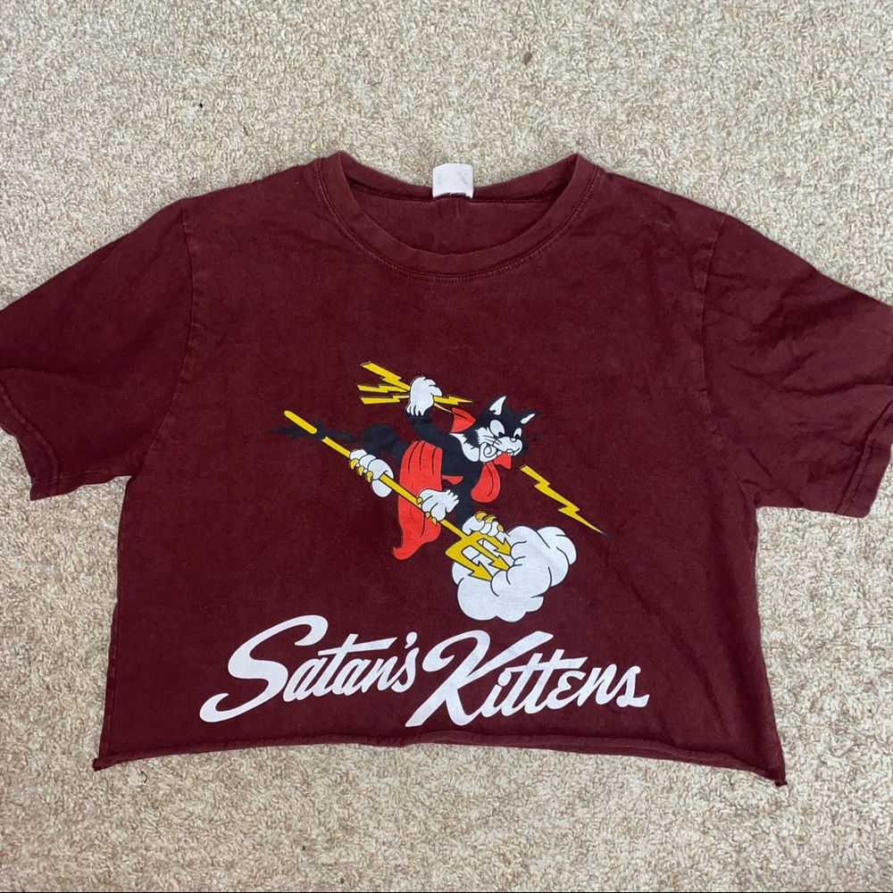 Burgundy Graphic Crop Top